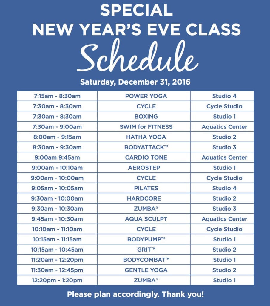 la fitness holiday schedule